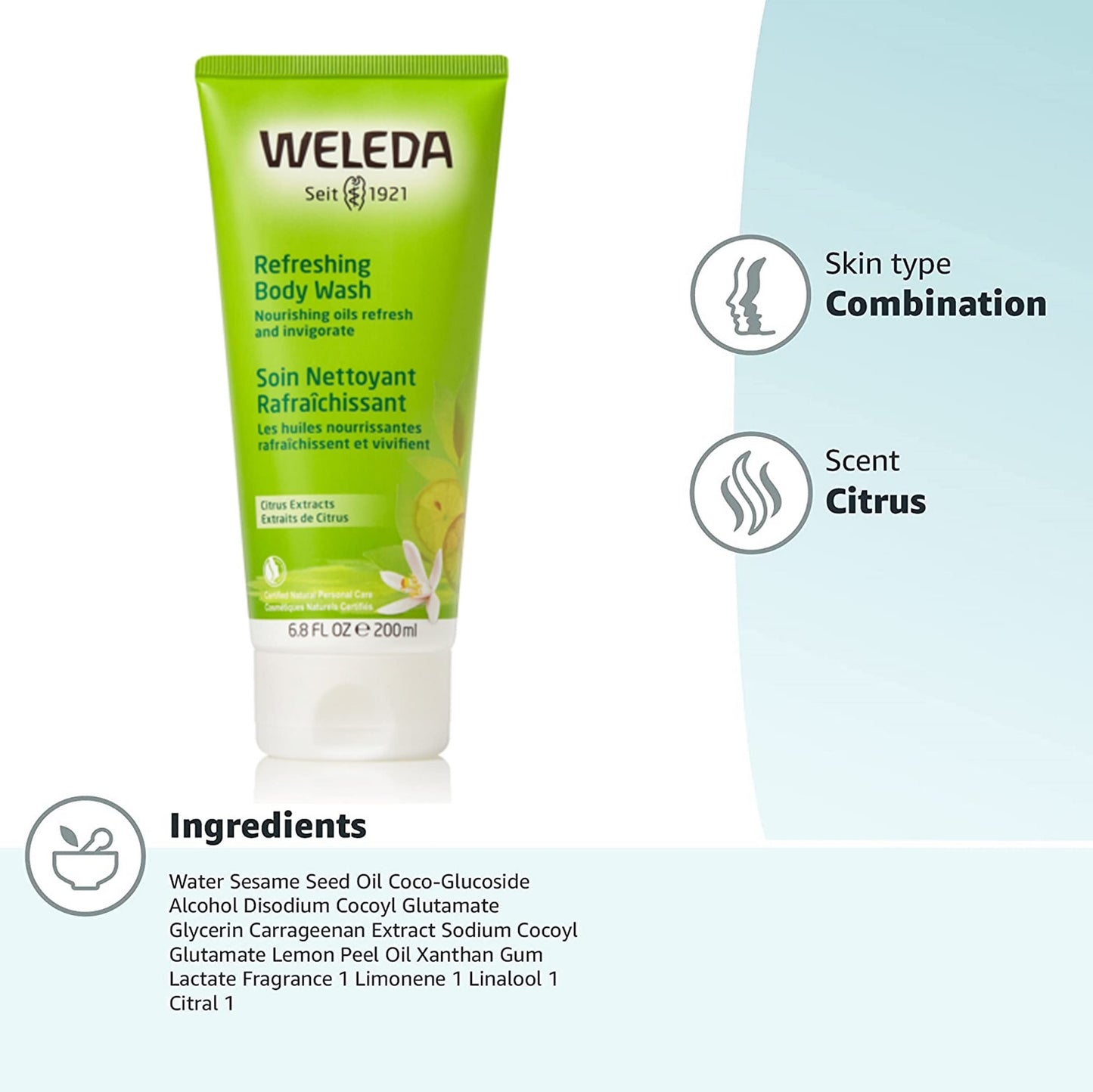 Weleda Citrus Creamy Body Wash, 200ml