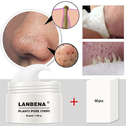 LANBENA Nose Pores Cleaning Mask with 60pcs Face Papers, Nose Strips for Blackheads