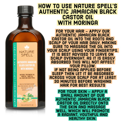 Nature Spell Authentic Jamaican Black Castor Oil with Moringa for Hair & Body 150 ml - Authentic JBCO For All Hair Types