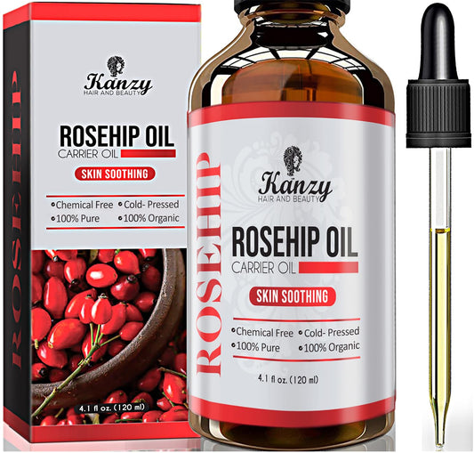 Kanzy Rosehip Oil for Face, Hydrating, Nourishing & Moisturising Rosehip Seed Oil for Skin, Hair, Nails, and Body Oil