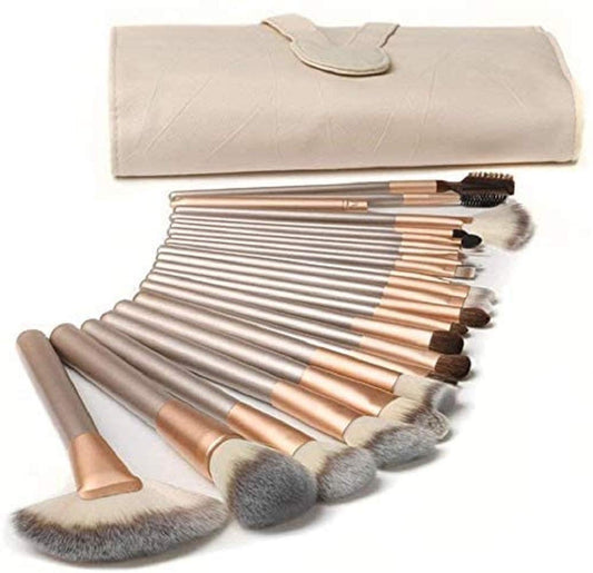 Valentine's day Gift Make up Brushes 18Pcs Professional Makeup Brush Set with PU Leather Bag Beige