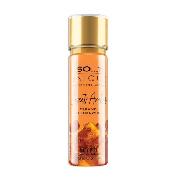 Unique Womens Vegan Sweet Amber Body Mist Fragrance Spray 150ml